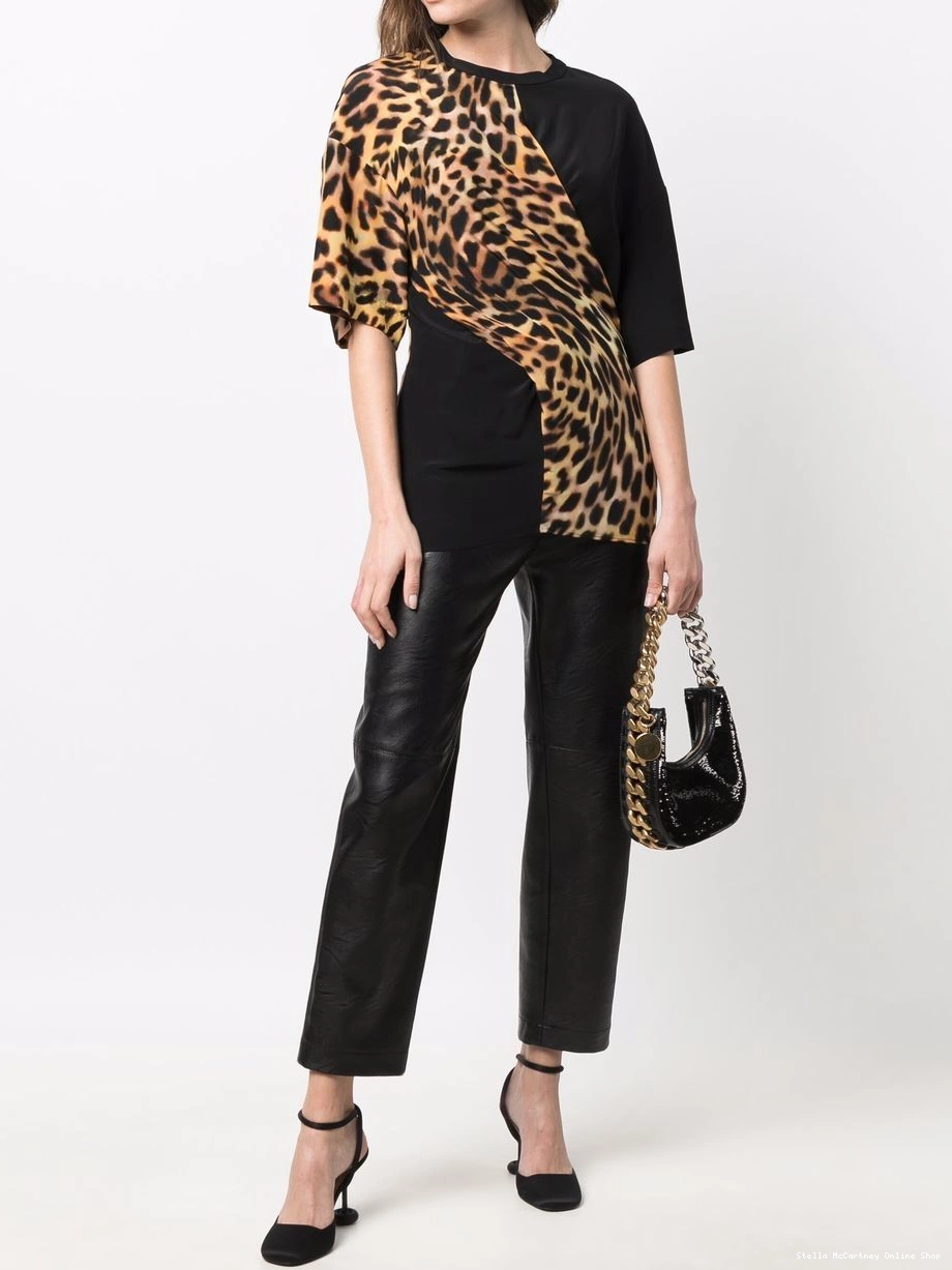 Cheap panel McCartney print cheetah T-shirt Women Stella 0427